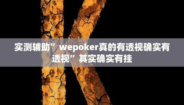 实测辅助”wepoker真的有透视确实有透视”其实确实有挂