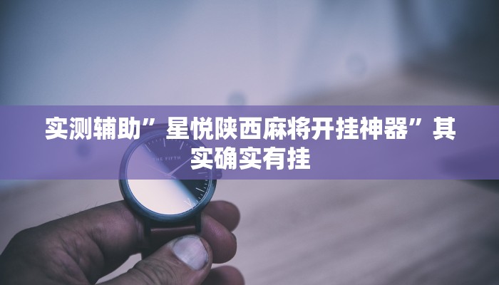 实测辅助”星悦陕西麻将开挂神器”其实确实有挂
