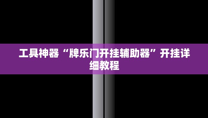 工具神器“牌乐门开挂辅助器”开挂详细教程