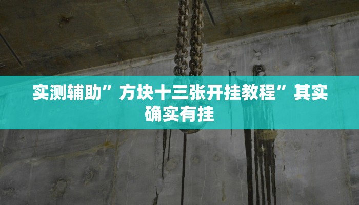 实测辅助”方块十三张开挂教程”其实确实有挂