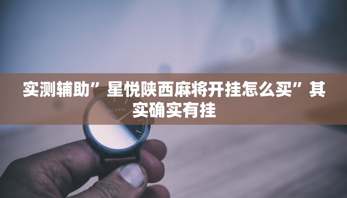 实测辅助”星悦陕西麻将开挂怎么买”其实确实有挂