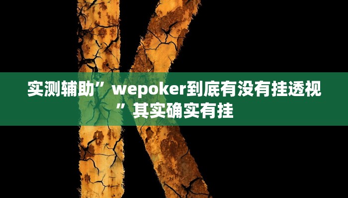 实测辅助”wepoker到底有没有挂透视”其实确实有挂
