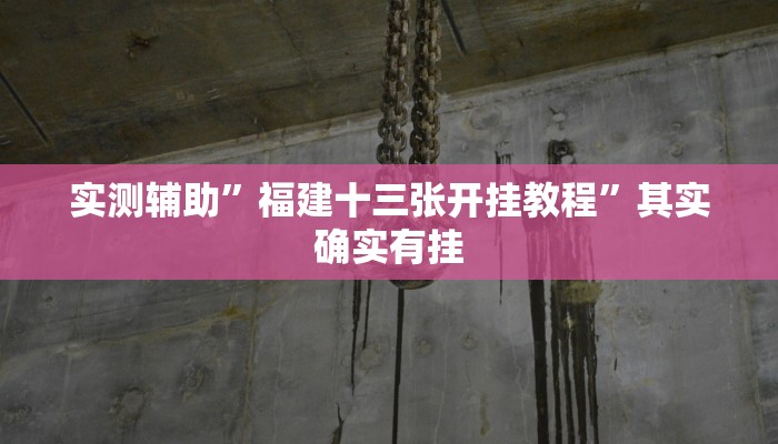 实测辅助”福建十三张开挂教程”其实确实有挂
