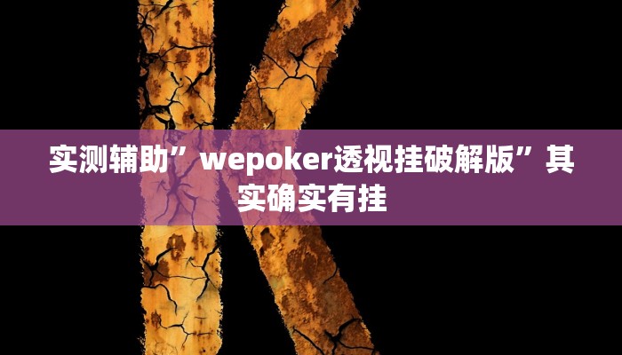 实测辅助”wepoker透视挂破解版”其实确实有挂