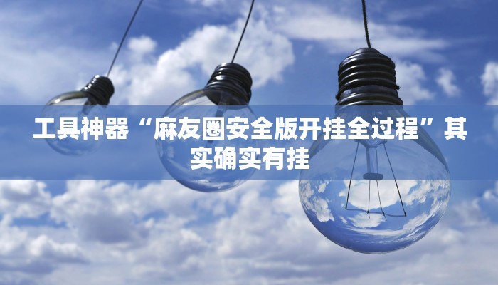 工具神器“麻友圈安全版开挂全过程”其实确实有挂