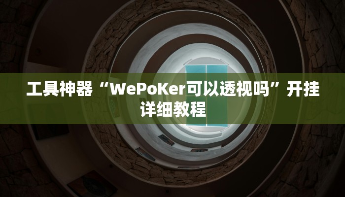 工具神器“WePoKer可以透视吗”开挂详细教程