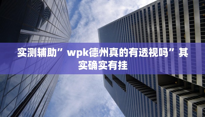 实测辅助”wpk德州真的有透视吗”其实确实有挂