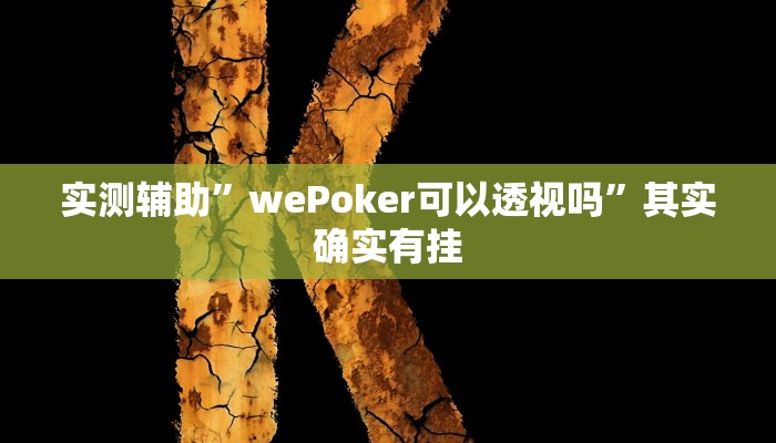 实测辅助”wePoker可以透视吗”其实确实有挂