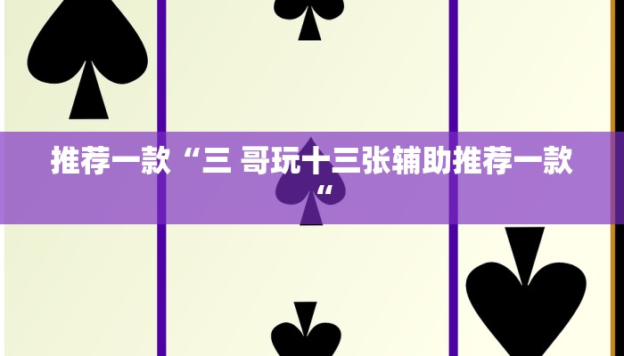 推荐一款“三 哥玩十三张辅助推荐一款“
