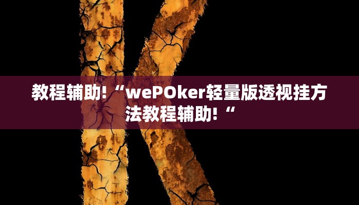 教程辅助!“wePOker轻量版透视挂方法教程辅助!“