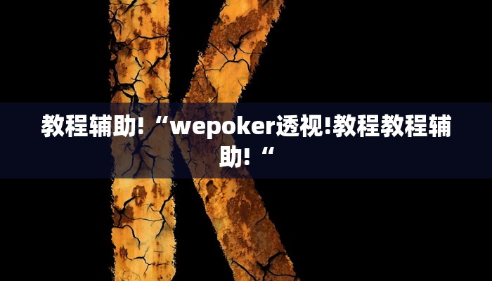 教程辅助!“wepoker透视!教程教程辅助!“