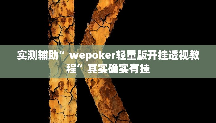 实测辅助”wepoker轻量版开挂透视教程”其实确实有挂