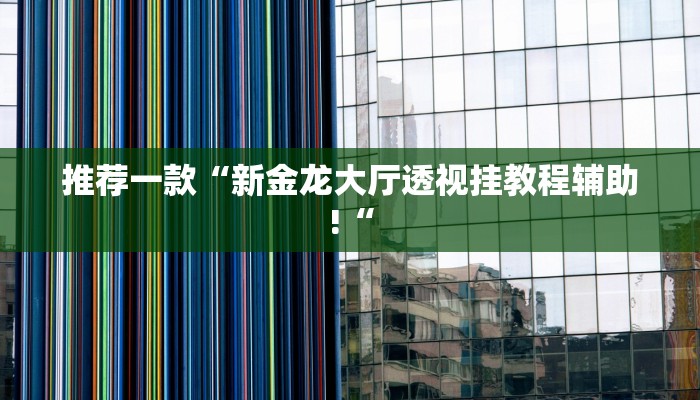 推荐一款“新金龙大厅透视挂教程辅助!“