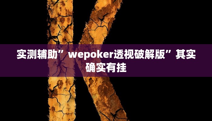 实测辅助”wepoker透视破解版”其实确实有挂
