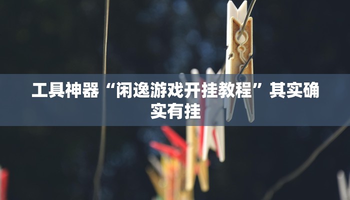 工具神器“闲逸游戏开挂教程”其实确实有挂