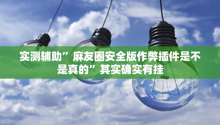实测辅助”麻友圈安全版作弊插件是不是真的”其实确实有挂