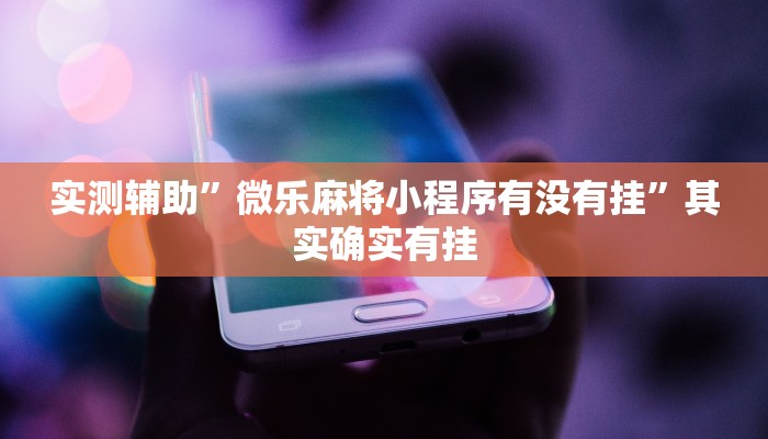 实测辅助”微乐麻将小程序有没有挂”其实确实有挂