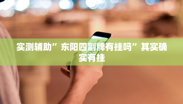 实测辅助”东阳四副牌有挂吗”其实确实有挂
