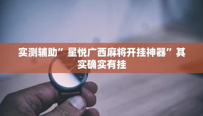 实测辅助”星悦广西麻将开挂神器”其实确实有挂