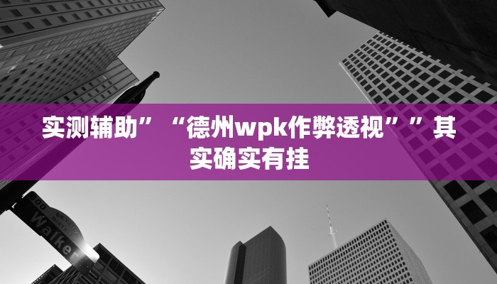 实测辅助”“德州wpk作弊透视””其实确实有挂