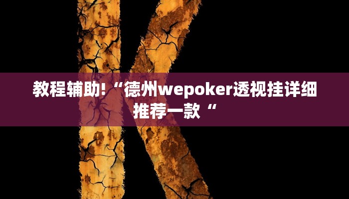 教程辅助!“德州wepoker透视挂详细推荐一款“