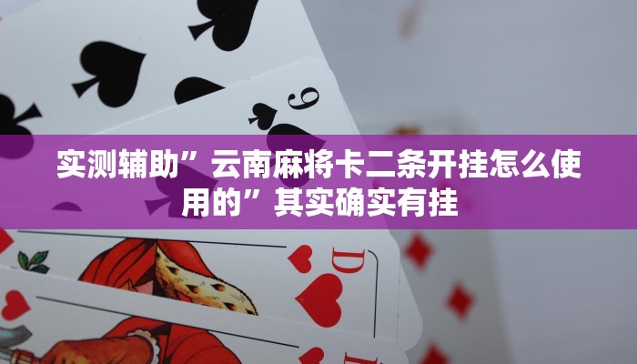 实测辅助”云南麻将卡二条开挂怎么使用的”其实确实有挂