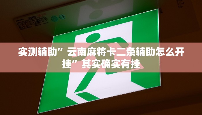 实测辅助”云南麻将卡二条辅助怎么开挂”其实确实有挂