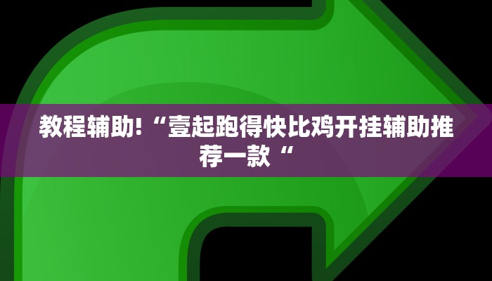 教程辅助!“壹起跑得快比鸡开挂辅助推荐一款“