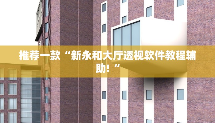 推荐一款“新永和大厅透视软件教程辅助!“