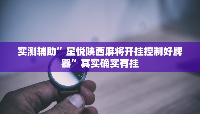 实测辅助”星悦陕西麻将开挂控制好牌器”其实确实有挂