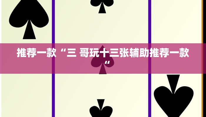 推荐一款“三 哥玩十三张辅助推荐一款“