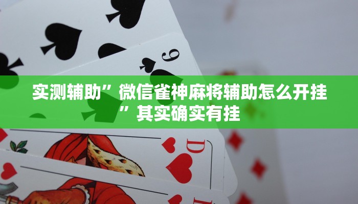 实测辅助”微信雀神麻将辅助怎么开挂”其实确实有挂