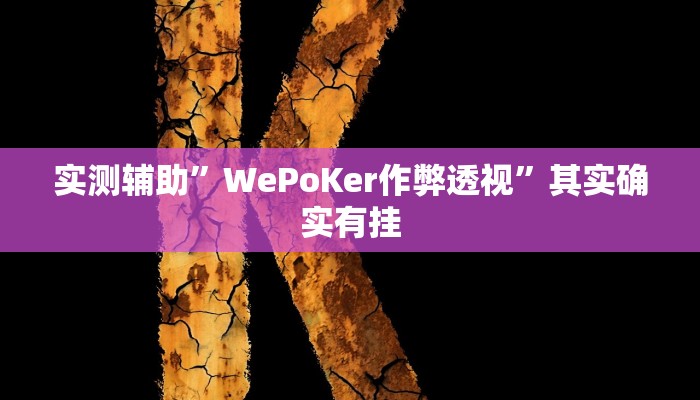 实测辅助”WePoKer作弊透视”其实确实有挂