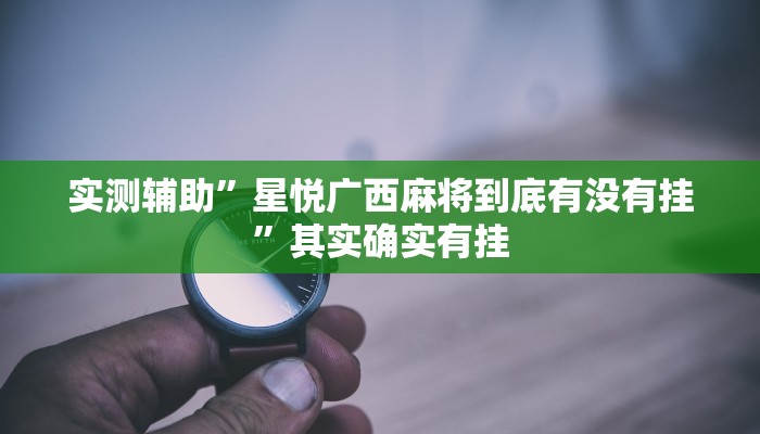 实测辅助”星悦广西麻将到底有没有挂”其实确实有挂