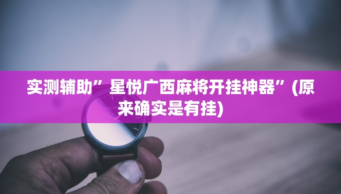 实测辅助”星悦广西麻将开挂神器”(原来确实是有挂)