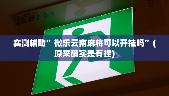 实测辅助”微乐云南麻将可以开挂吗”(原来确实是有挂)