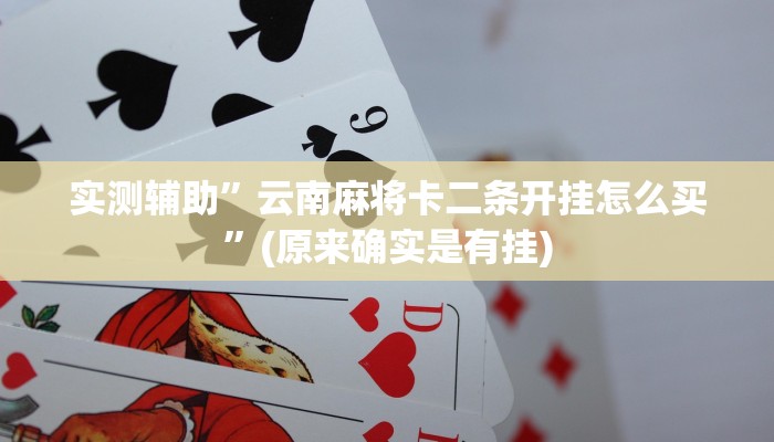 实测辅助”云南麻将卡二条开挂怎么买”(原来确实是有挂)