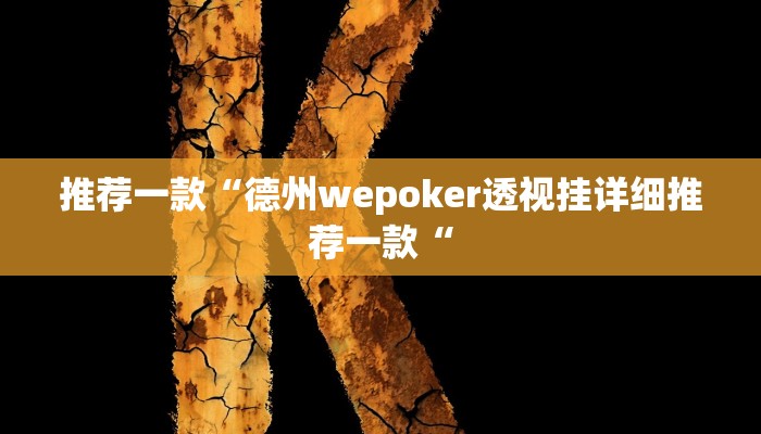 推荐一款“德州wepoker透视挂详细推荐一款“