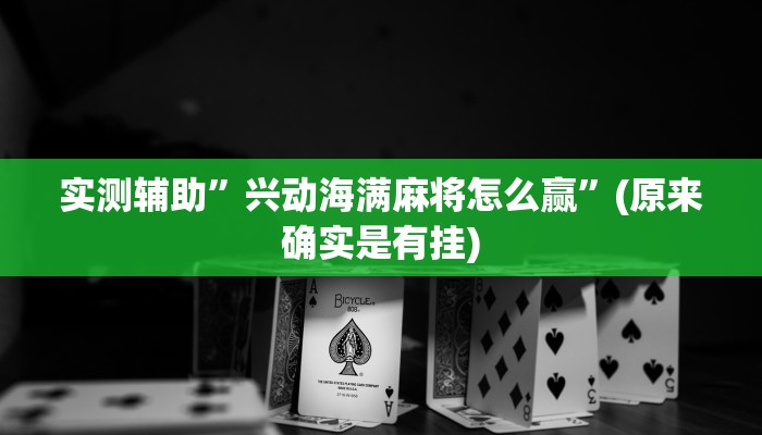 实测辅助”兴动海满麻将怎么赢”(原来确实是有挂)