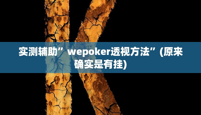 实测辅助”wepoker透视方法”(原来确实是有挂)