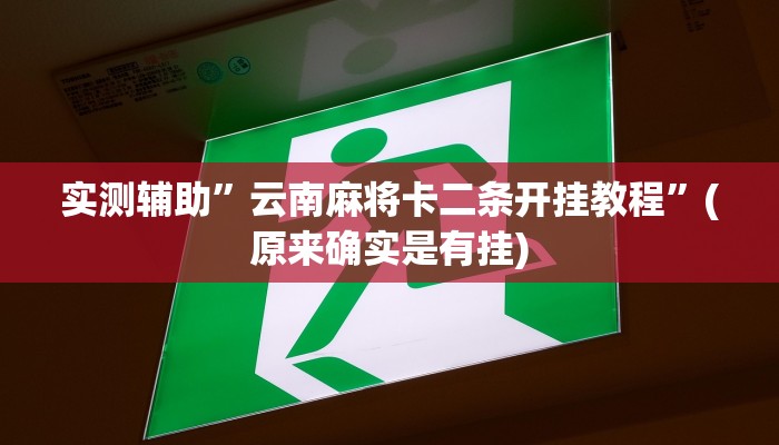 实测辅助”云南麻将卡二条开挂教程”(原来确实是有挂)