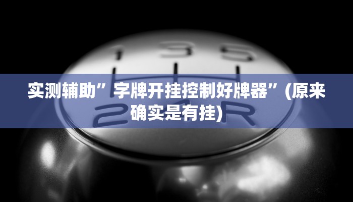 实测辅助”字牌开挂控制好牌器”(原来确实是有挂)
