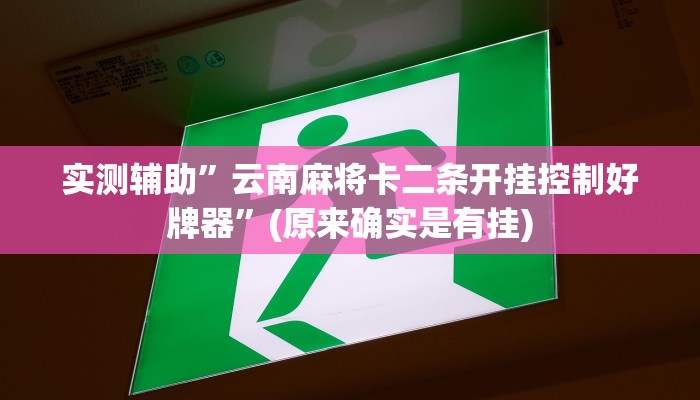 实测辅助”云南麻将卡二条开挂控制好牌器”(原来确实是有挂)