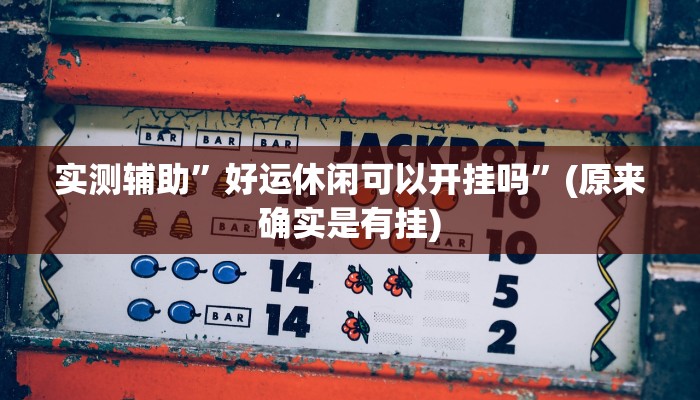 实测辅助”好运休闲可以开挂吗”(原来确实是有挂)