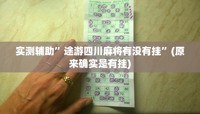 实测辅助”途游四川麻将有没有挂”(原来确实是有挂)