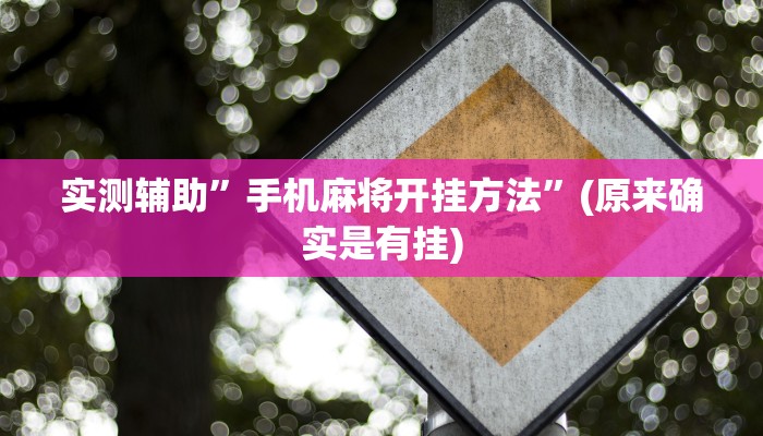 实测辅助”手机麻将开挂方法”(原来确实是有挂)