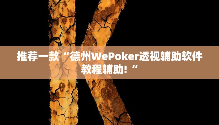 推荐一款“德州WePoker透视辅助软件教程辅助!“