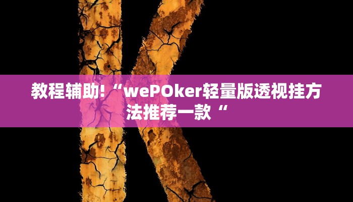 教程辅助!“wePOker轻量版透视挂方法推荐一款“