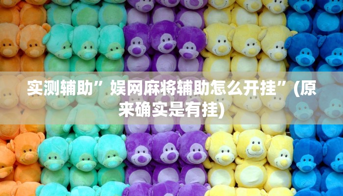 实测辅助”娱网麻将辅助怎么开挂”(原来确实是有挂)