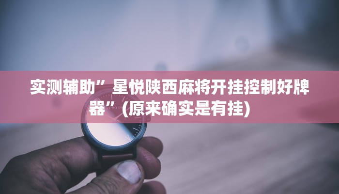 实测辅助”星悦陕西麻将开挂控制好牌器”(原来确实是有挂)